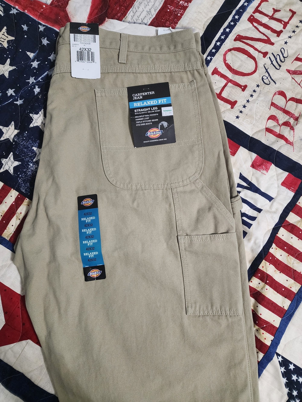 Dickies Men's Relaxed Fit Carpenter Jeans in Khaki 42x32